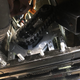 A look through the transmission tunnel to the tight fit for the new hybrid system.